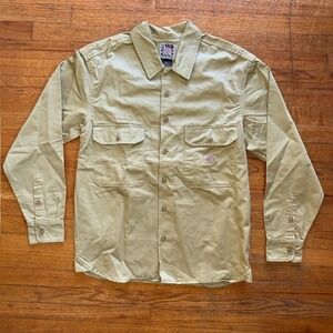 Dickies Mens Button Up Shirt Long‎ Sleeve Collared Workwear Tan Small
